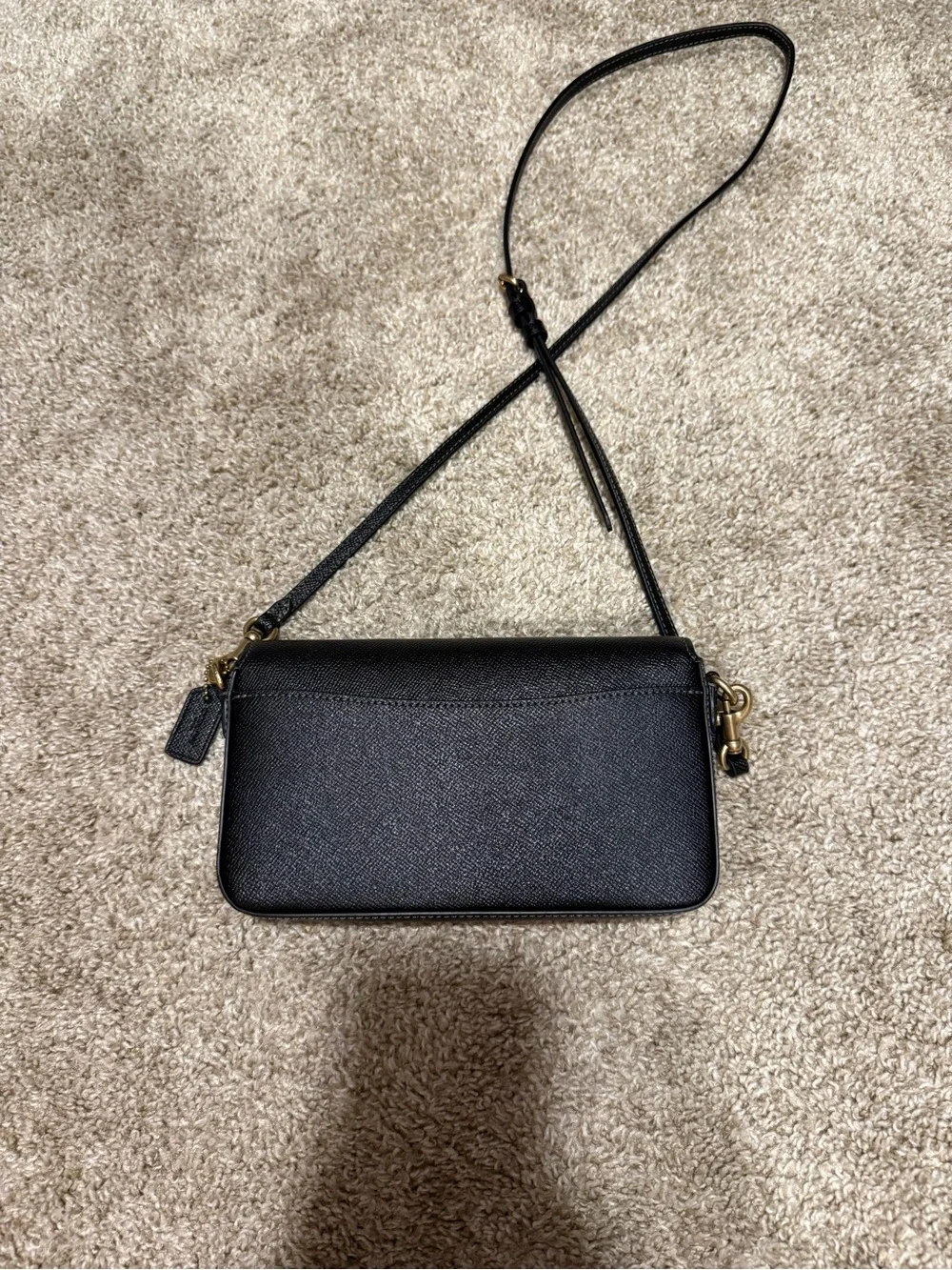 Coach Black Leather Crossbody with Gold 'C' Accent - Picture 3 of 4